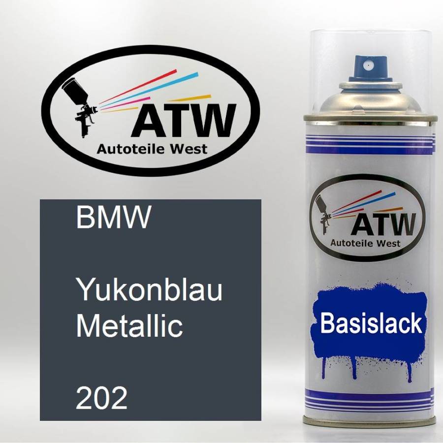 BMW, Yukonblau Metallic, 202: 400ml Sprühdose, von ATW Autoteile West.